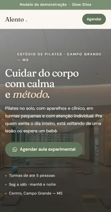 Prévia do modelo Alento para estúdio de pilates